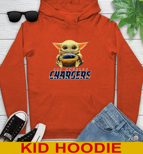 NFL Football Los Angeles Chargers Baby Yoda Star Wars Shirt Youth Hoodie 5