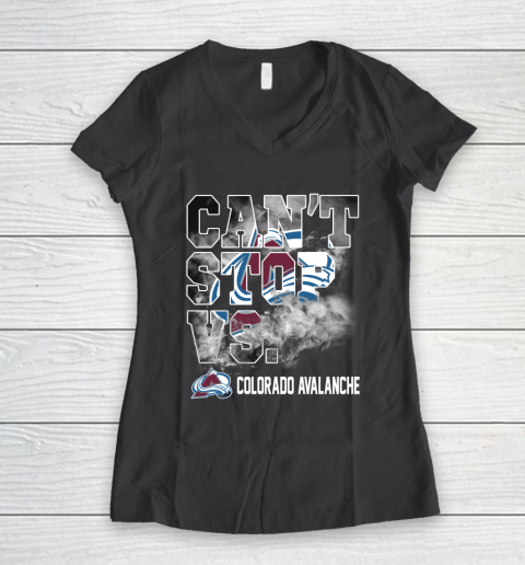 NHL Colorado Avalanche Hockey Can't Stop Vs Women's V-Neck T-Shirt 6