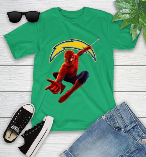 NFL Spider Man Avengers Endgame Football Los Angeles Chargers Youth T-Shirt 6