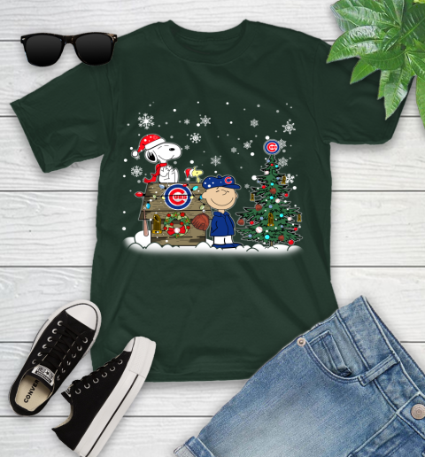 MLB Chicago Cubs Snoopy Charlie Brown Christmas Baseball Commissioner's Trophy Youth T-Shirt 5