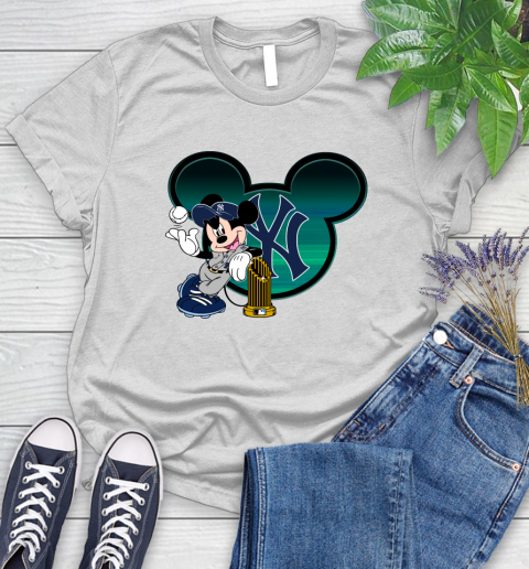MLB New York Yankees The Commissioner's Trophy Mickey Mouse Disney Women's T-Shirt
