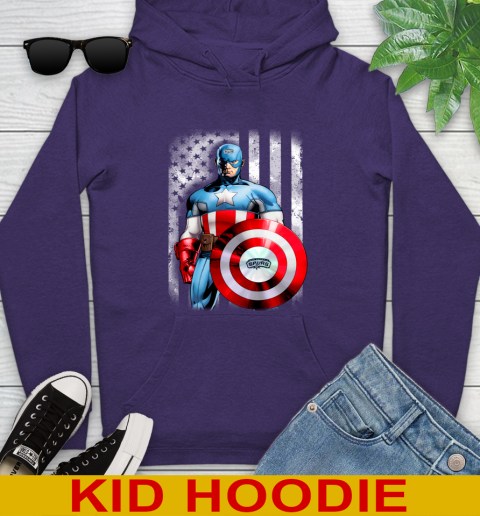 San Antonio Spurs NBA Basketball Captain America Marvel Avengers American Flag Shirt Youth Hoodie - Image 6