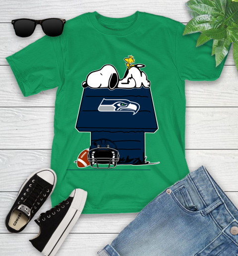 Seattle Seahawks NFL Football Snoopy Woodstock The Peanuts Movie Youth T-Shirt 6