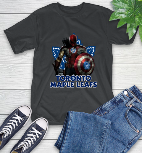 NHL Captain America Thor Spider Man Hawkeye Avengers Endgame Hockey Toronto Maple Leafs T-Shirt 2