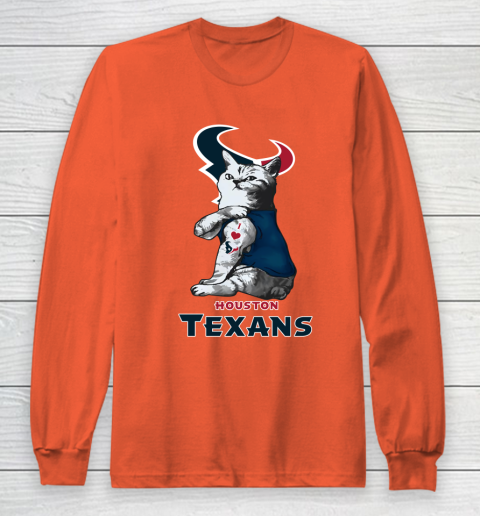 NFL Football My Cat Loves Houston Texans Long Sleeve T-Shirt 3