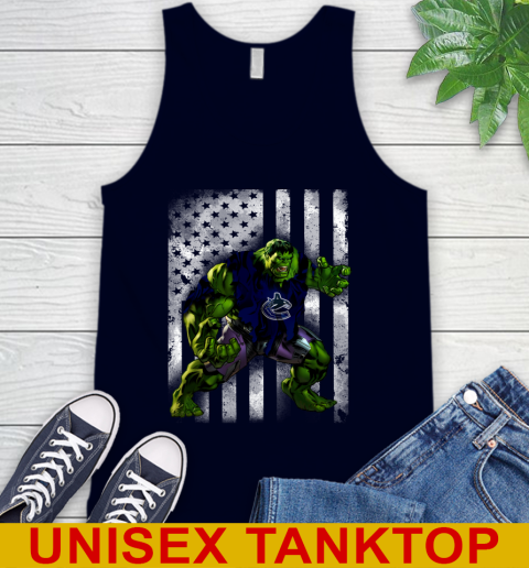 Vancouver Canucks Hulk Marvel Avengers NHL Hockey American Flag Tank Top 2