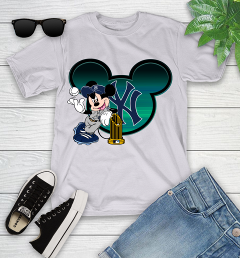 MLB New York Yankees The Commissioner's Trophy Mickey Mouse Disney Youth T-Shirt 4