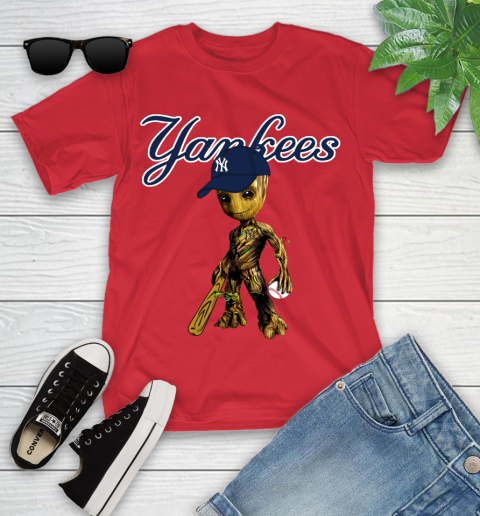 MLB New York Yankees Groot Guardians Of The Galaxy Baseball Youth T-Shirt 10