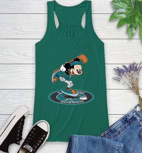 NHL Hockey San Jose Sharks Cheerful Mickey Disney Shirt Racerback Tank 7