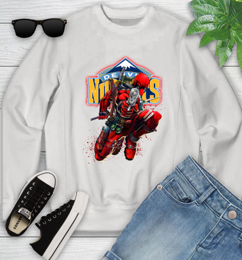 NBA Deadpool Marvel Comics Sports Basketball Denver Nuggets Youth Sweatshirt