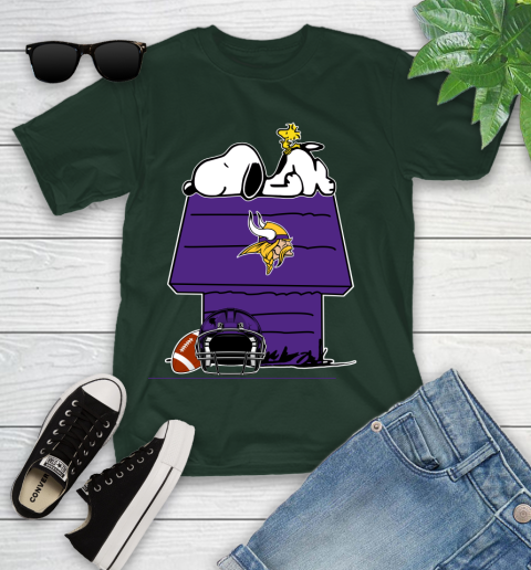 Minnesota Vikings NFL Football Snoopy Woodstock The Peanuts Movie Youth T-Shirt 5