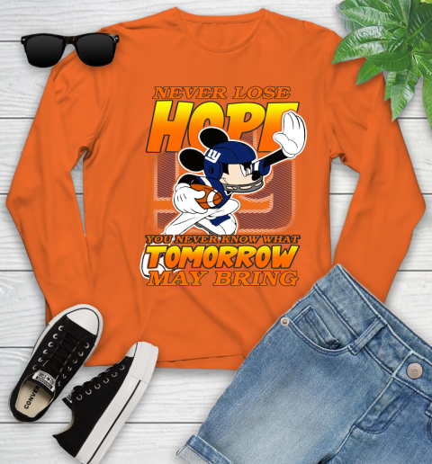 New York Giants NFL Football Mickey Disney Never Lose Hope Youth Long Sleeve 3