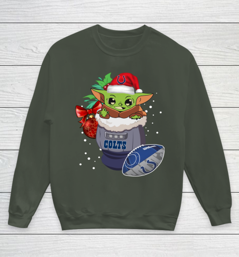Indianapolis Colts Christmas Baby Yoda Star Wars Funny Happy NFL Youth Sweatshirt 10