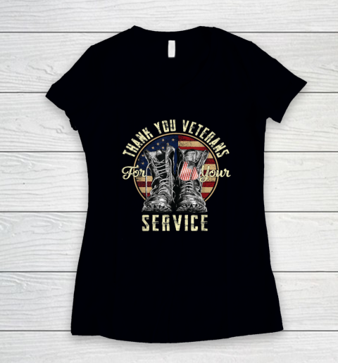 Thank you Veterans For Your Service Veterans Day Women's V-Neck T-Shirt