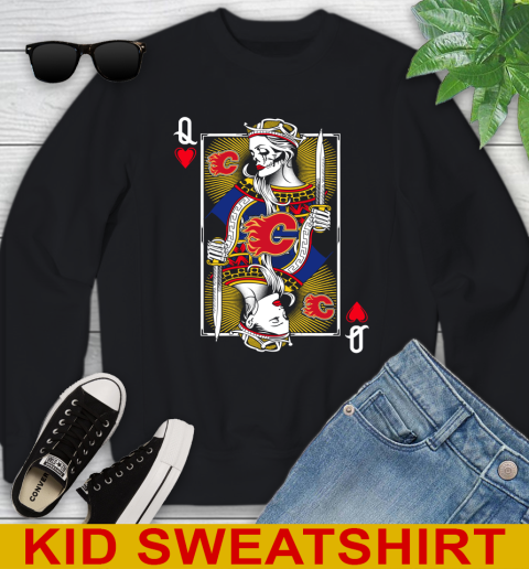 NHL Hockey Calgary Flames The Queen Of Hearts Card Shirt Youth Sweatshirt