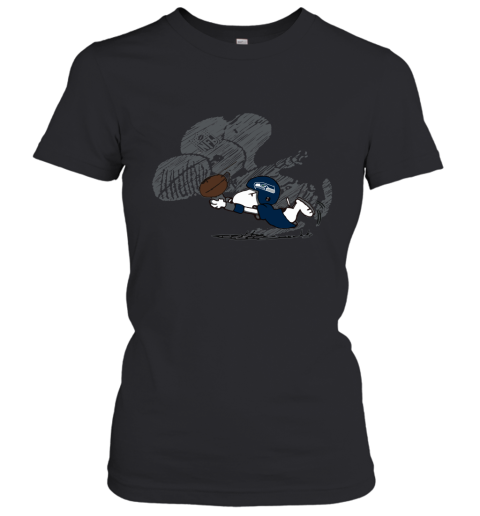 Seattle Seahawks Snoopy Plays The Football Game Women's T-Shirt
