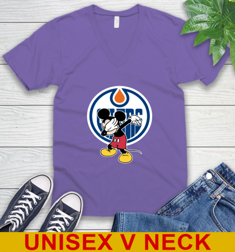 Edmonton Oilers NHL Hockey Dabbing Mickey Disney Sports V-Neck T-Shirt 9