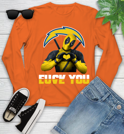 NHL San Diego Chargers Deadpool Love You Fuck You Football Sports Youth Long Sleeve 3