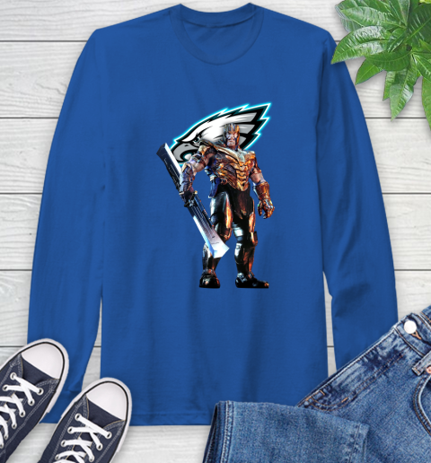 NFL Thanos Gauntlet Avengers Endgame Football Philadelphia Eagles Long Sleeve T-Shirt 9