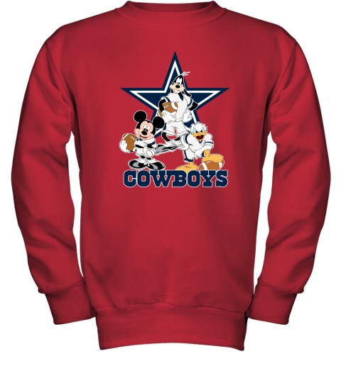 Mickey Donald Goofy The Three Dallas Cowboys Football Youth Sweatshirt