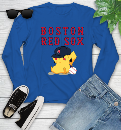 MLB Pikachu Baseball Sports Boston Red Sox Youth Long Sleeve 9