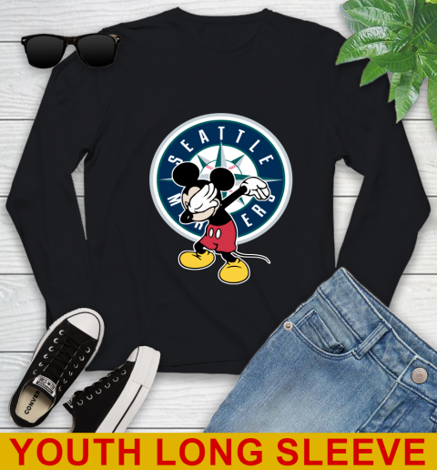 Seattle Mariners MLB Baseball Dabbing Mickey Disney Sports Youth Long Sleeve 2