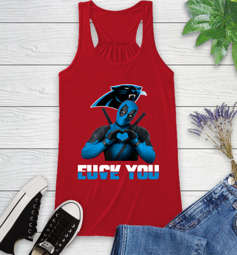 NHL Carolina Panthers Deadpool Love You Fuck You Football Sports Racerback Tank 5