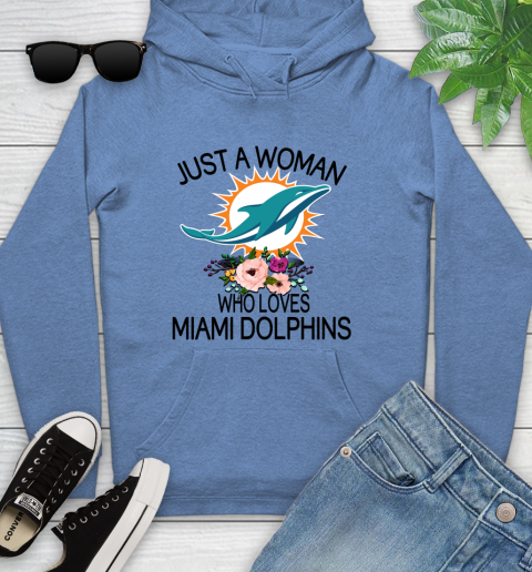 NFL Just A Woman Who Loves Miami Dolphins Football Sports Youth Hoodie 8