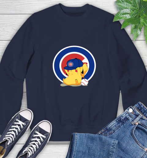 MLB Pikachu Baseball Sports Chicago Cubs Sweatshirt 3