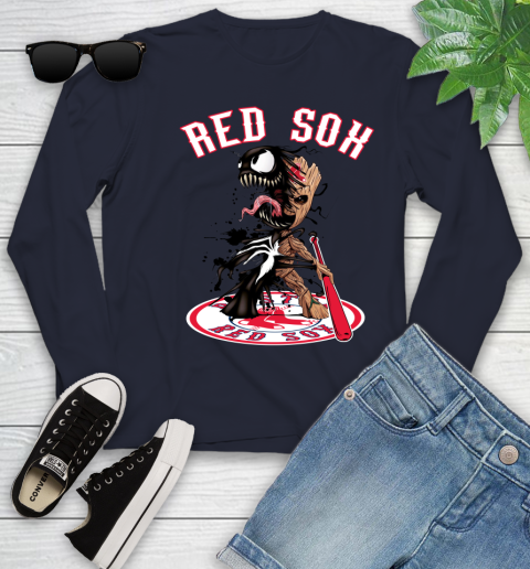 MLB Boston Red Sox Baseball Venom Groot Guardians Of The Galaxy Youth Long Sleeve 3