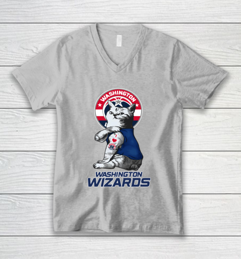 NBA Basketball My Cat Loves Washington Wizards V-Neck T-Shirt 3