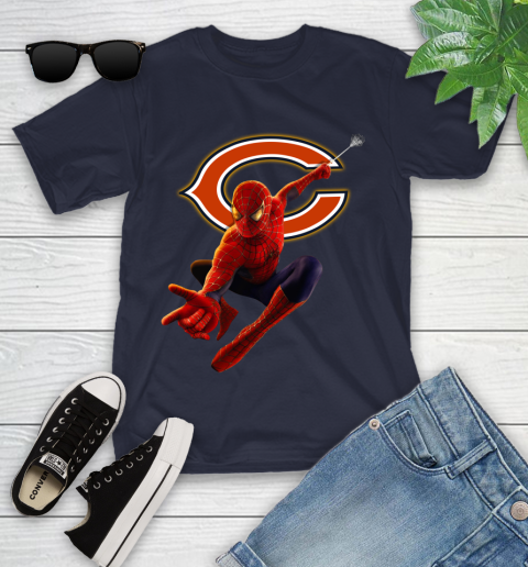 NFL Spider Man Avengers Endgame Football Chicago Bears Youth T-Shirt 3
