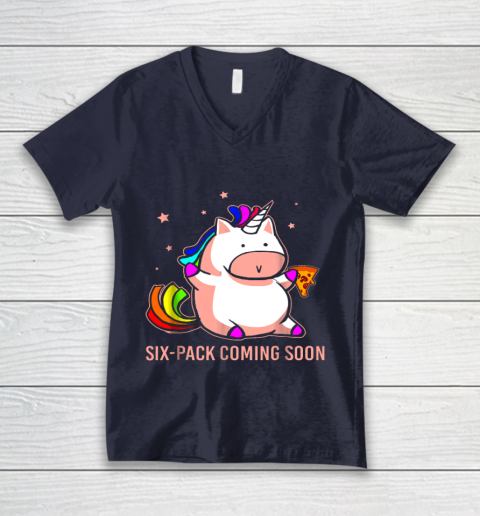 Unicorn Six Pack Funny Cute Shirt Coming Soon Fat Unicorn V-Neck T-Shirt 2