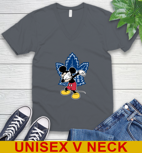 Toronto Maple Leafs NHL Hockey Dabbing Mickey Disney Sports V-Neck T-Shirt 5