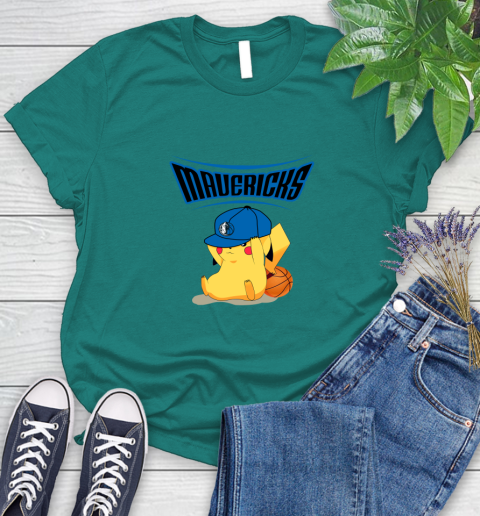 NBA Pikachu Basketball Sports Dallas Mavericks Women's T-Shirt 12