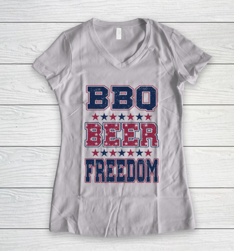 BBQ Beer Freedom Women's V-Neck T-Shirt
