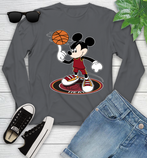 NBA Basketball Miami Heat Cheerful Mickey Disney Shirt Youth Long Sleeve 8