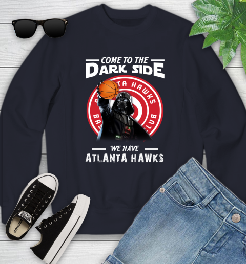 NBA Come To The Dark Side We Have Atlanta Hawks Star Wars Darth Vader Basketball Youth Sweatshirt 2
