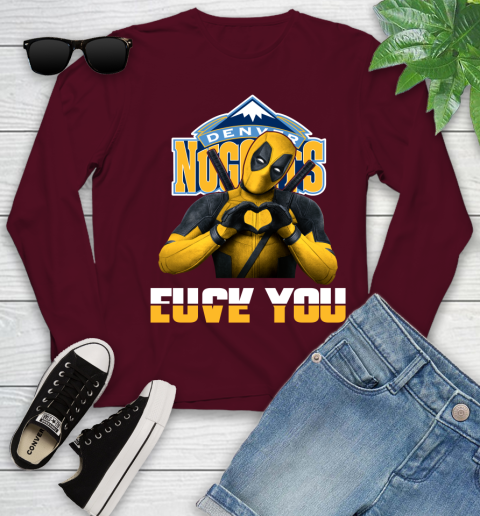 NBA Denver Nuggets Deadpool Love You Fuck You Basketball Sports Youth Long Sleeve 6