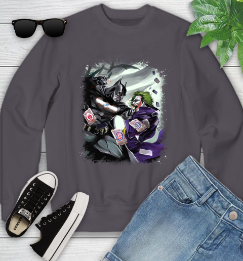 Los Angeles Dodgers MLB Baseball Batman Fighting Joker DC Comics Youth Sweatshirt - Image 7