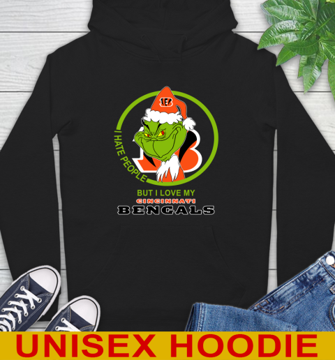 Cincinnati Bengals NFL Christmas Grinch I Hate People But I Love My Favorite Football Team Hoodie 2