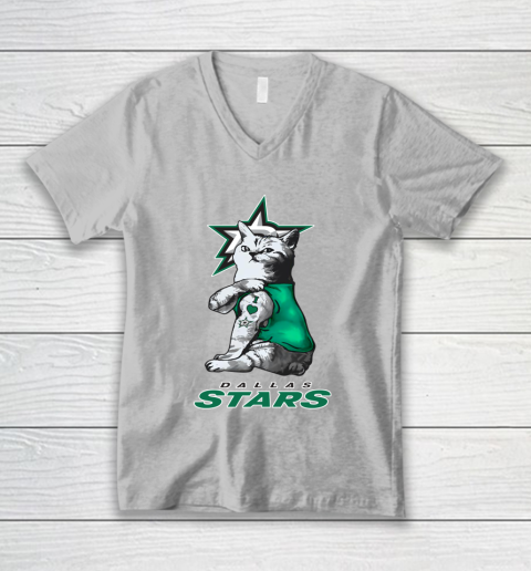 NHL My Cat Loves Dallas Stars Hockey V-Neck T-Shirt 3