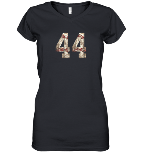 Baseball Jersey Number 44 Women's V-Neck T-Shirt