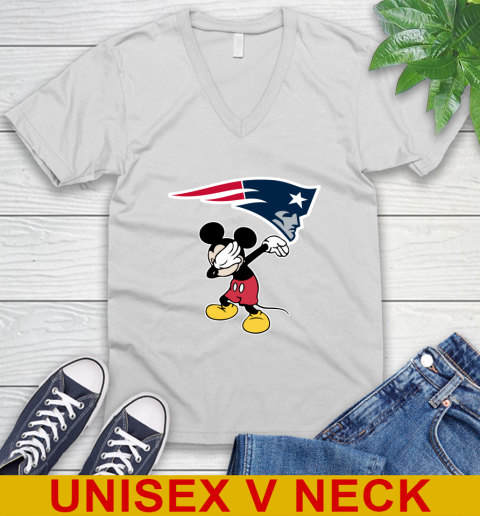 New England Patriots NFL Football Dabbing Mickey Disney Sports V-Neck T-Shirt