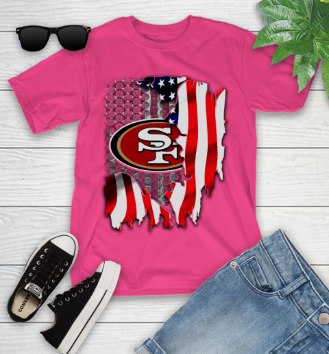 San Francisco 49ers NFL Football American Flag Youth T-Shirt 11