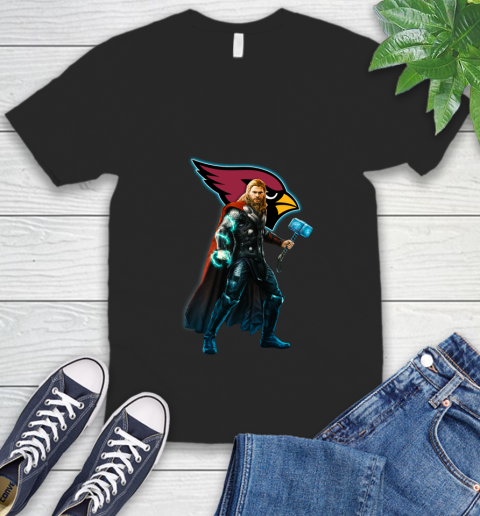 NFL Thor Avengers Endgame Football Arizona Cardinals V-Neck T-Shirt 2