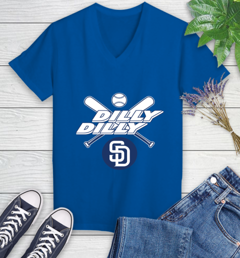 MLB San Diego Padres Dilly Dilly Baseball Sports Women's V-Neck T-Shirt 10