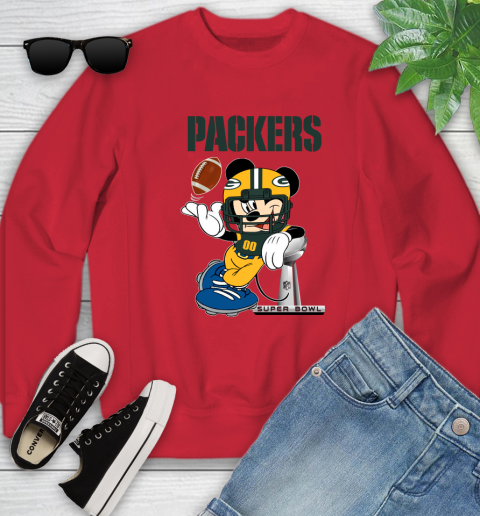 NFL Green Bay Packers Mickey Mouse Disney Super Bowl Football T Shirt Youth Sweatshirt 9