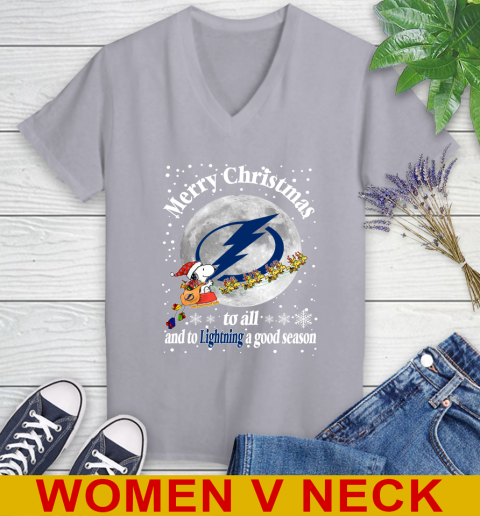 Tampa Bay Lightning Merry Christmas To All And To Lightning A Good Season NHL Hockey Sports Women's V-Neck T-Shirt 4