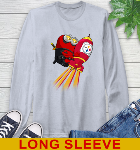 NFL Football Pittsburgh Steelers Deadpool Minion Marvel Shirt Long Sleeve T-Shirt 6